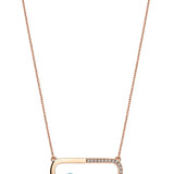Neomi 14ct Rose Gold Blue Enamel Diamond Necklace