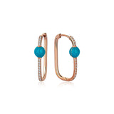 Neomi Turquoise Enamel Diamond U-Hoop Earrings – Medium