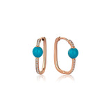 Neomi Turquoise Enamel Diamond U-Hoop Earrings – Small