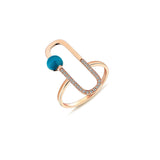 Neomi 14ct Rose Gold Blue Enamel Diamond Ring