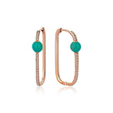 Neomi Mint Green Enamel Diamond U-Hoop Earrings - Large