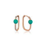 Neomi Mint Green Enamel Diamond U-Hoop Earrings - Small