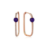 Neomi Purple Enamel Diamond U-Hoop Earrings - Large