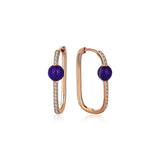Neomi Purple Enamel Diamond U-Hoop Earrings - Medium