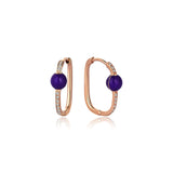 Neomi Purple Enamel Diamond U-Hoop Earrings - Small