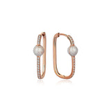 Neomi Shiny Mink Enamel Diamond U-Hoop Earrings - Medium