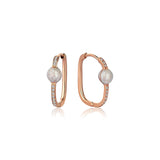 Neomi Shiny Mink Enamel Diamond U-Hoop Earrings - Small