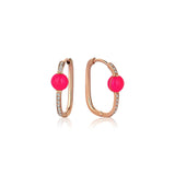 Neomi Pink Enamel Diamond U-Hoop Earrings – Small