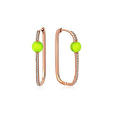 Neomi Neon Yellow Enamel Diamond U-Hoop Earrings - Large