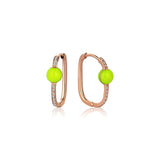 Neomi Neon Yellow Enamel Diamond U-Hoop Earrings - Small