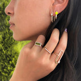 Neomi Neon Yellow Enamel Diamond U-Hoop Earrings - Small