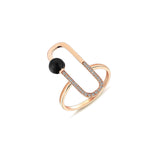 Neomi 14ct Rose Gold Black Enamel Ball Diamond Ring