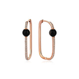 Neomi Black Enamel Diamond U-Hoop Earrings - Large
