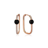 Neomi Black Enamel Diamond U-Hoop Earrings - Medium