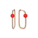 Neomi Orange Enamel Diamond U-Hoop Earrings - Large