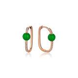 Neomi Green Enamel Diamond U-Hoop Earrings – Small