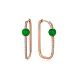 Neomi Green Enamel Diamond U-Hoop Earrings - Large