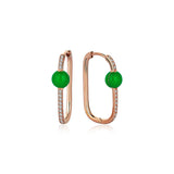 Neomi Green Enamel Diamond U-Hoop Earrings – Medium