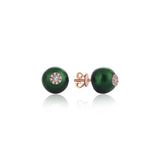 Neomi Bloom Khaki Enamel Diamond Ball Earrings