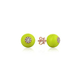 Neomi Bloom Neon Yellow Enamel Diamond Ball Earrings
