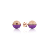 Neomi Bloom Ivory Purple Enamel Diamond Ball Earrings