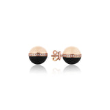 Neomi Bloom Ivory Black Enamel Diamond Ball Earrings
