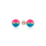 Neomi Bloom Neon Pink Blue Enamel Diamond Ball Earrings