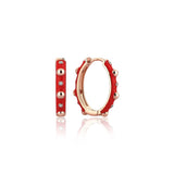 Neomi Bubble Red Enamel Diamond Hoop Earrings - Medium