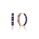 Neomi Bubble Navy Blue Enamel Diamond Hoop Earrings - Medium