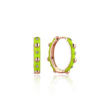 Neomi Bubble Neon Yellow Enamel Diamond Hoop Earrings - Medium