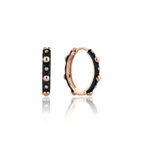 Neomi Bubble Black Enamel Diamond Hoop Earrings - Medium