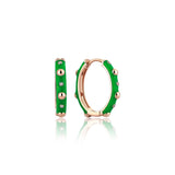 Neomi Bubble Green Enamel Diamond Hoop Earrings - Medium