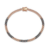 Neomi River 14ct Rose Gold Blue Diamond Chain Bracelet