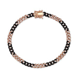 Neomi River 14ct Rose Gold Black Enamel Diamond Chain Bracelet