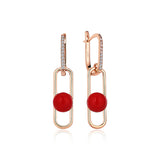 Neomi Sunset Red Enamel Dangling Diamond Earrings