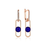 Neomi Sunset Navy Blue Enamel Dangling Diamond Earrings