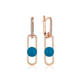 Neomi Sunset Blue Enamel Dangling Diamond Earrings