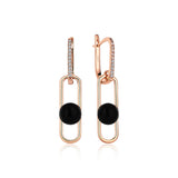 Neomi Sunset Black Enamel Dangling Diamond Earrings