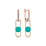 Neomi Sunset Aquamarine Color Enamel Dangling Diamond Earrings