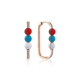 Neomi Triple White Blue Red Enamel Diamond Earrings