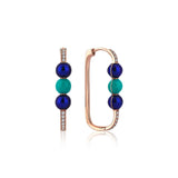 Neomi Triple Navy Blue Aquamarine Enamel Diamond Earrings