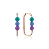 Neomi Triple Lilac Blue Green Enamel Diamond Earrings