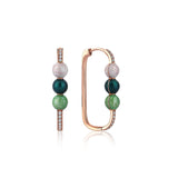 Neomi Triple Mother of Pearl Enamel Green Diamond Earrings