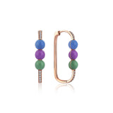 Neomi Triple Blue Lilac Mint Green Enamel Diamond Earrings
