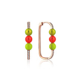 Neomi Triple Neon Pink Neon Yellow Enamel Diamond Earrings