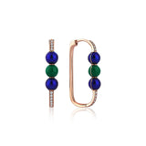 Neomi Triple Green Blue Navy Enamel Diamond Earrings