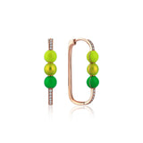 Neomi Triple Neon Green Neon Yellow Enamel Diamond Earrings
