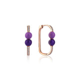 Neomi Twin Purple Lilac Enamel Diamond Earrings
