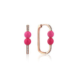 Neomi Twin Pink Enamel Diamond Earrings