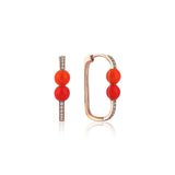 Neomi Twin Orange Enamel Diamond Earrings